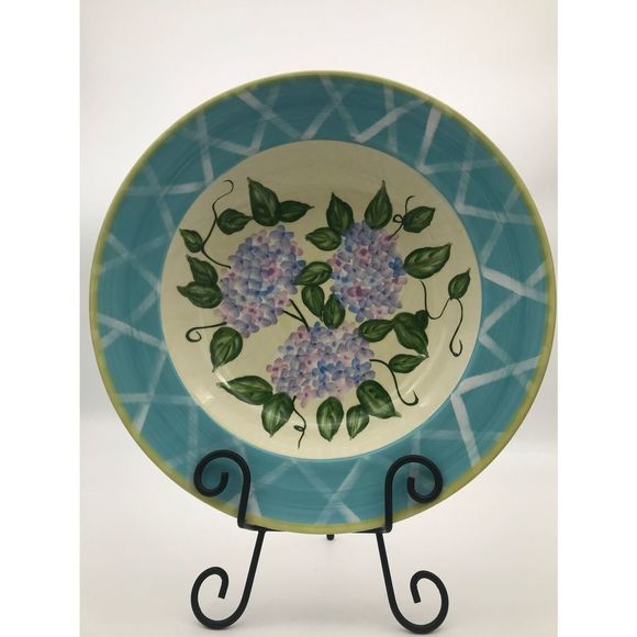 Hydrangea by Jay Import Co Serving Bowl Blue, Yellow and Purple Floral - Picture 1 of 12